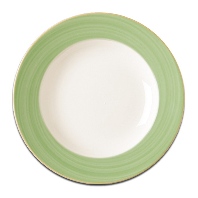 Тарелка круглая с зеленым бортом RAK Porcelain «Bahamas 2», D=15 см