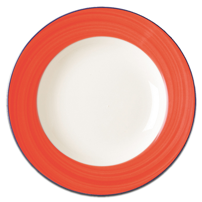 Тарелка круглая с красным бортом RAK Porcelain «Bahamas 2», D=24 см