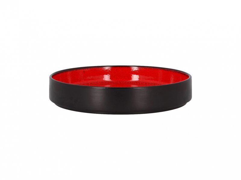 Тарелка с вертикальным бортом глубокая объем 950мл d=23см h=4см цвет черный/красный RAK Porcelain «Fire»
