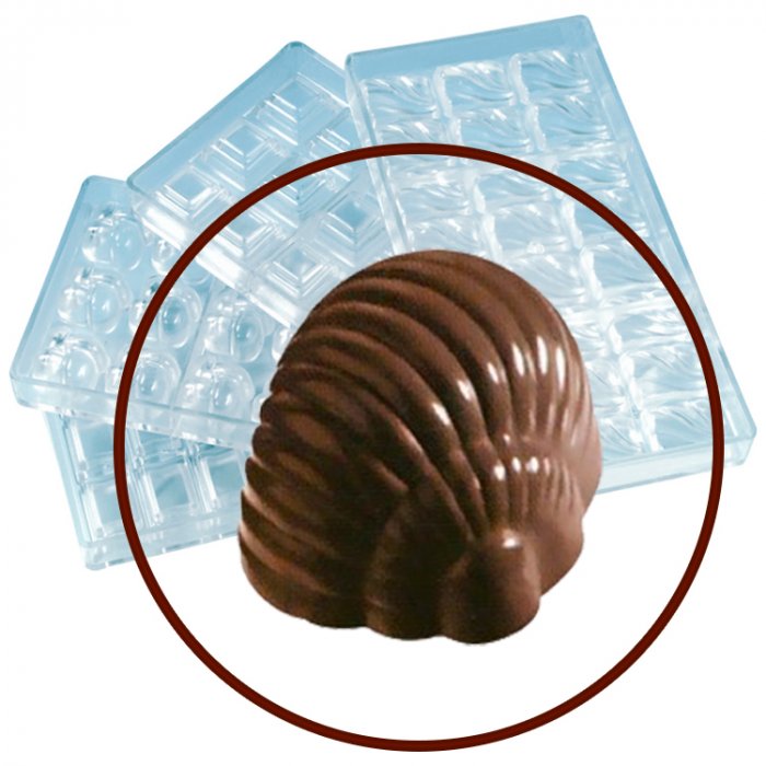 Форма кондитерская для шоколадных конфет «Ракушка» из 24 ячеек по 3.5x2.9x2.1 см п/к WAS, 27.5х13.7