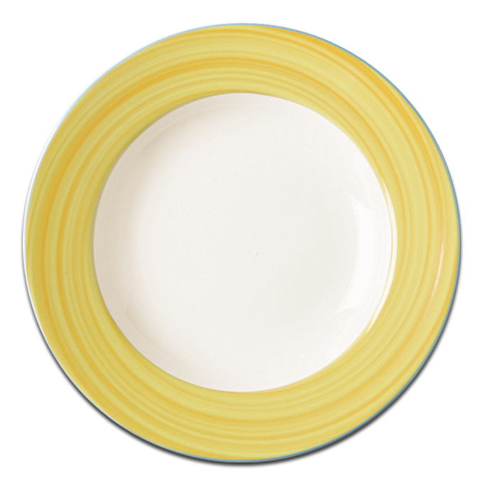 Тарелка круглая с желтым бортом RAK Porcelain «Bahamas 2», D=21 см