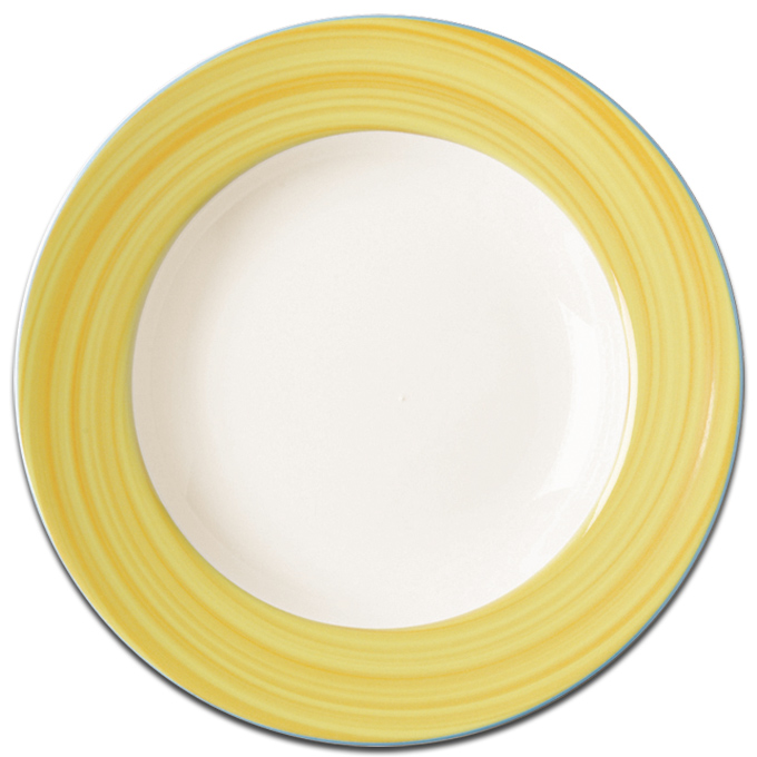 Тарелка круглая с желтым бортом RAK Porcelain «Bahamas 2», D=30 см