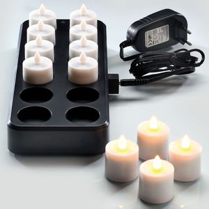 Набор 12 свечей и зарядное устройство LED-light для подсветки пластик белый матовый  Zieher,Германия 