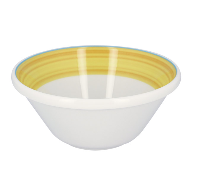 Салатник круглый с желтым бортом d=16см. объем 600мл.RAK Porcelain «Bahamas 2»