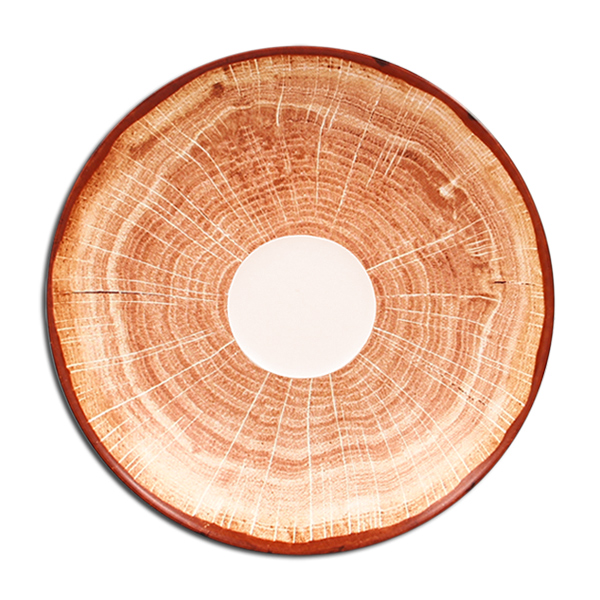 Блюдце круглое красно-коричневое RAK Porcelain «WoodArt», D=13 см