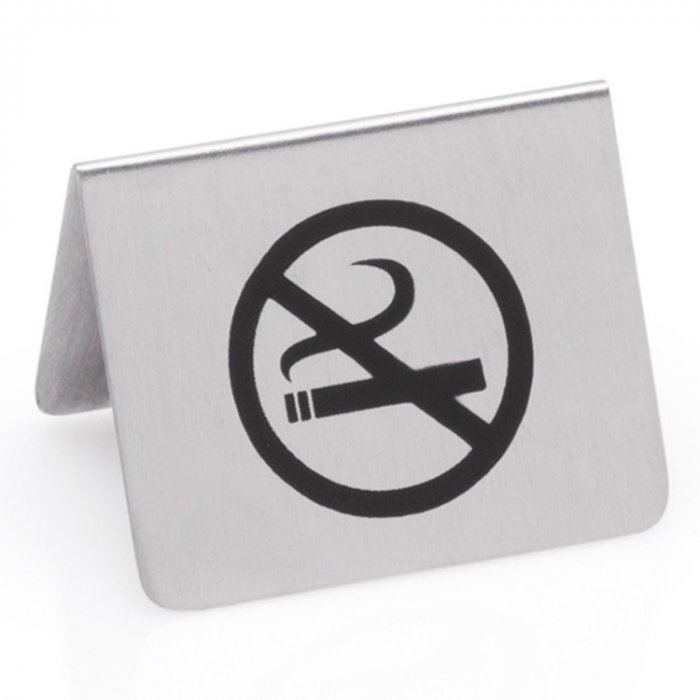 Табличка «Курить запрещено» нерж хромированная WAS, 5,5x5 см, H=3,5 см