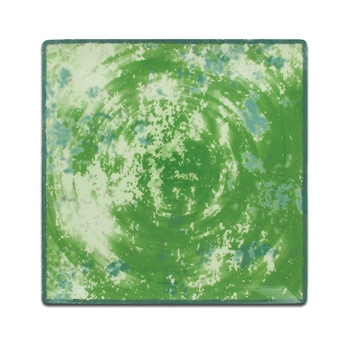 Тарелка квадратная плоская зеленая RAK Porcelain «Peppery», 24,5x24,5 см