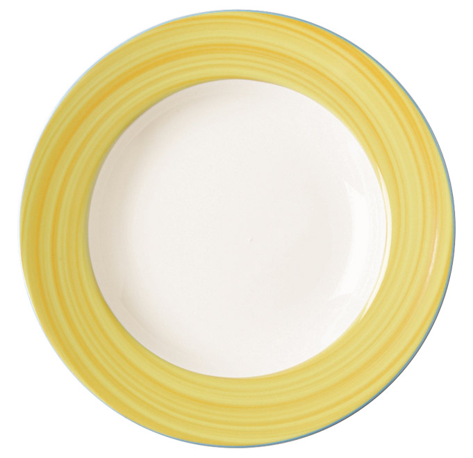 Тарелка круглая глубокая с желтым бортом RAK Porcelain «Bahamas 2», D=26 см