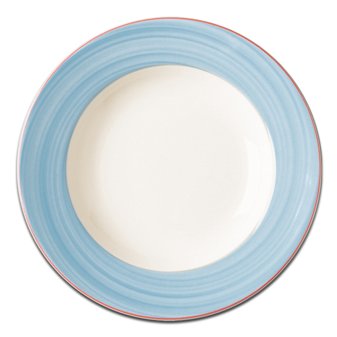 Тарелка круглая с голубым бортом RAK Porcelain «Bahamas 2», D=21 см