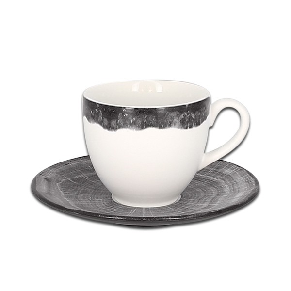 Чашка круглая с серым бортом RAK Porcelain «WoodArt», 90 мл