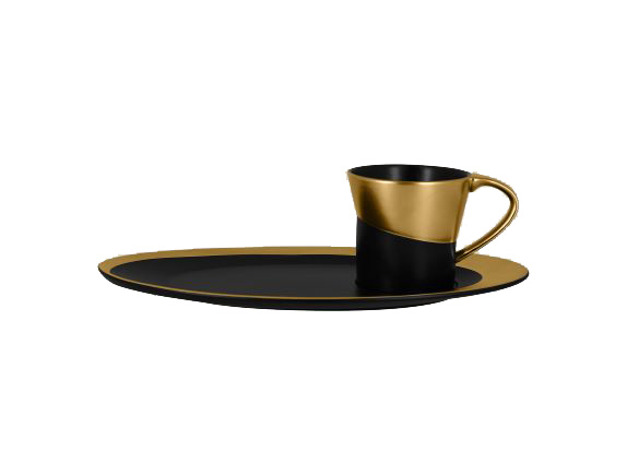 Блюдце овальное 29х16см для чашек MAGICU23 или MAGICU09 цвет золотой RAK Porcelain «Antic»