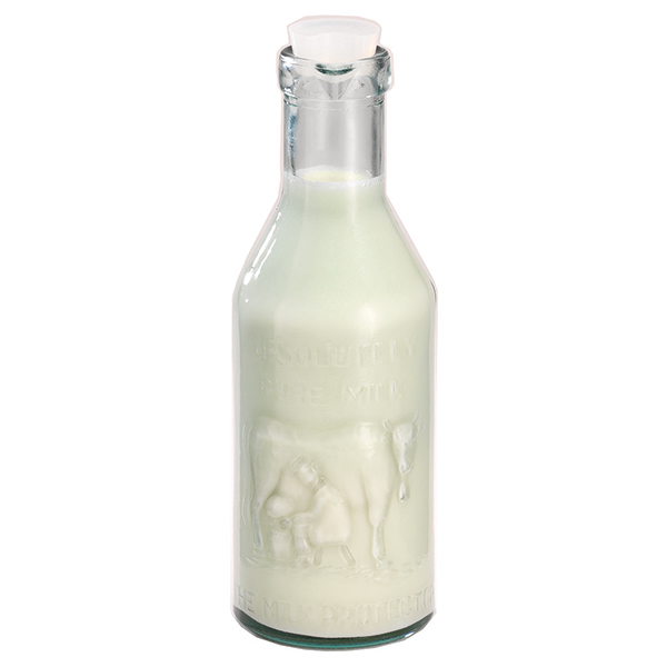 Бутылка с пробкой и рисунком на молочный мотив Frilich, 1 л, D=10 см, H=30 см