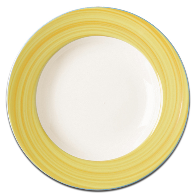 Тарелка круглая с желтым бортом RAK Porcelain «Bahamas 2», D=24 см