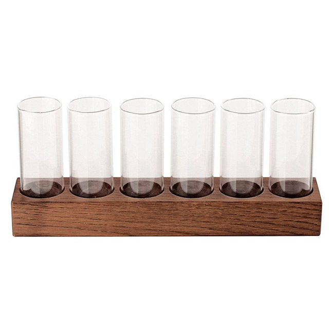 Набор из 6 емкостей для подачи в комплекте с подносом из дерева Pordamsa «Blown Glass», 6x65 мл
