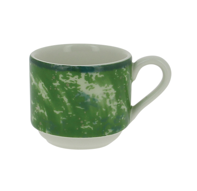 Чашка круглая штабелируемая зеленая RAK Porcelain «Peppery», 90 мл
