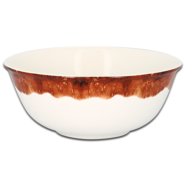 Салатник круглый с красно-коричневым бортом RAK Porcelain «WoodArt», D=16 см