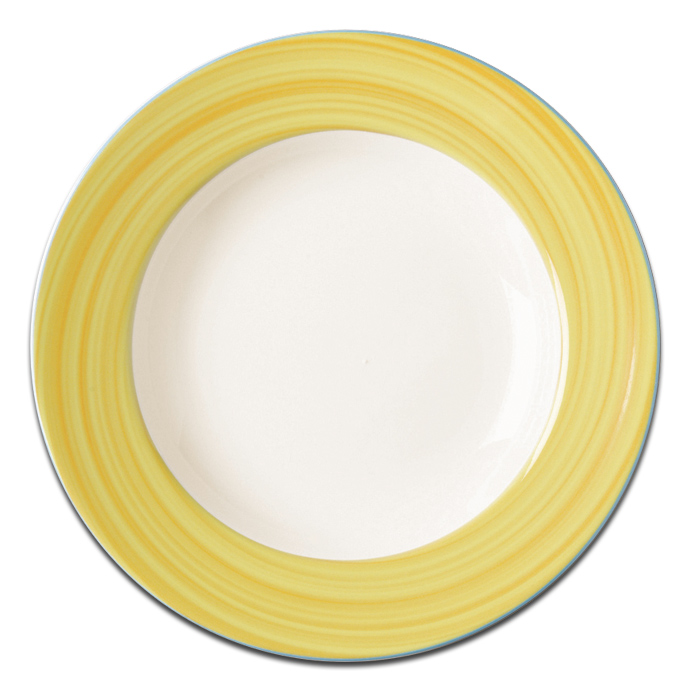 Тарелка круглая глубокая с желтым бортом RAK Porcelain «Bahamas 2», D=23 см