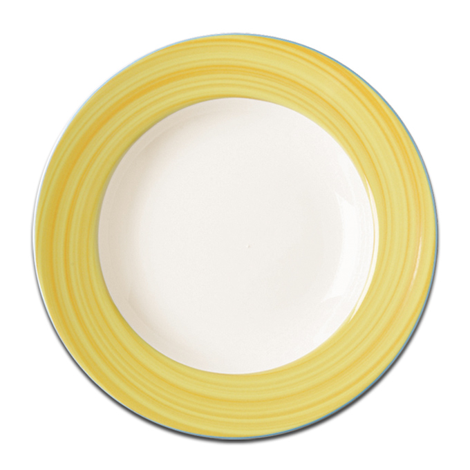 Тарелка круглая с желтым бортом RAK Porcelain «Bahamas 2», D=15 см