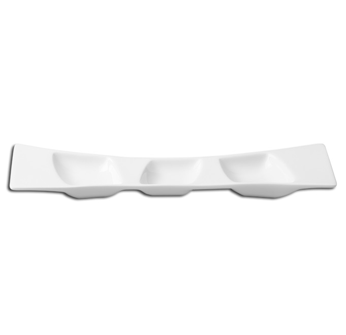 Тарелка прямоугольная 3-секционная RAK Porcelain «Mazza», 20x6,5 см