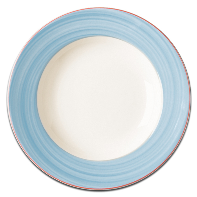 Тарелка круглая с голубым бортом RAK Porcelain «Bahamas 2», D=24 см