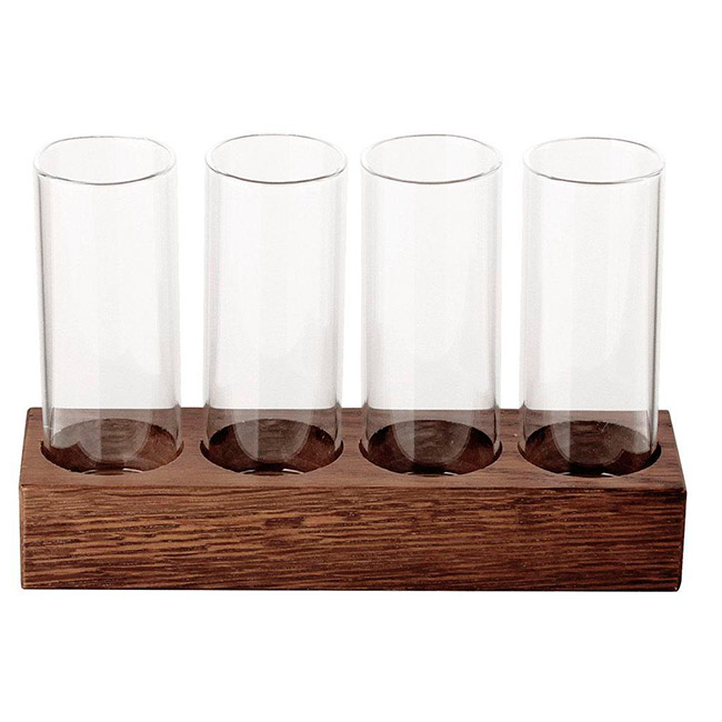 Набор из 4 емкостей для подачи в комплекте с подносом из дерева Pordamsa «Blown Glass», 4x65 мл