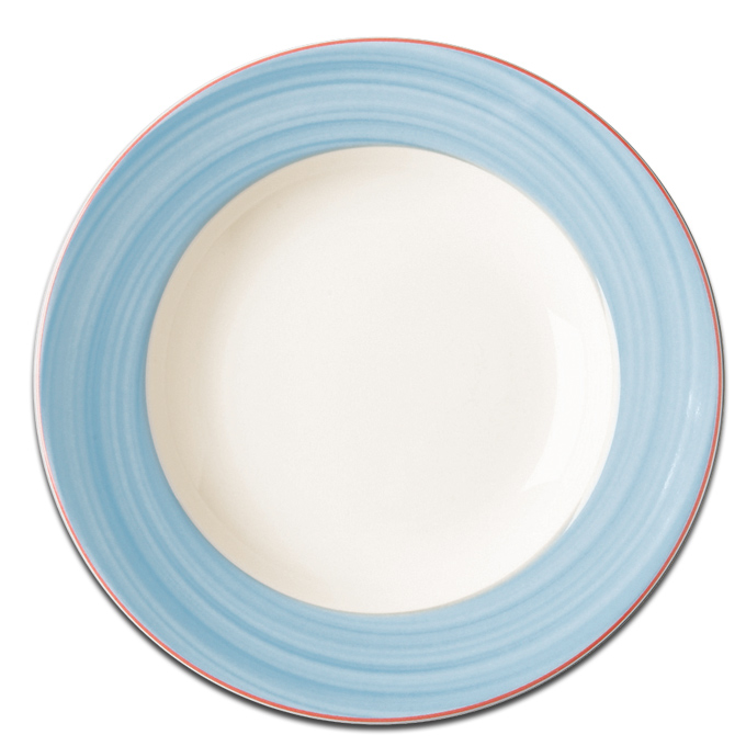 Тарелка круглая глубокая с голубым бортом RAK Porcelain «Bahamas 2», D=23 см