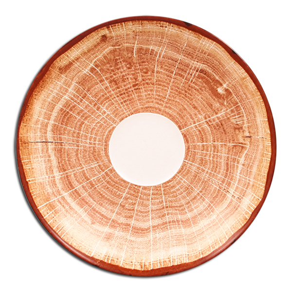 Блюдце круглое красно-коричневое RAK Porcelain «WoodArt», D=15 см
