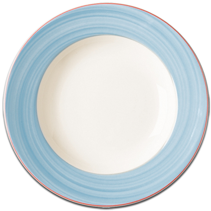 Тарелка круглая с голубым бортом RAK Porcelain «Bahamas 2», D=27 см