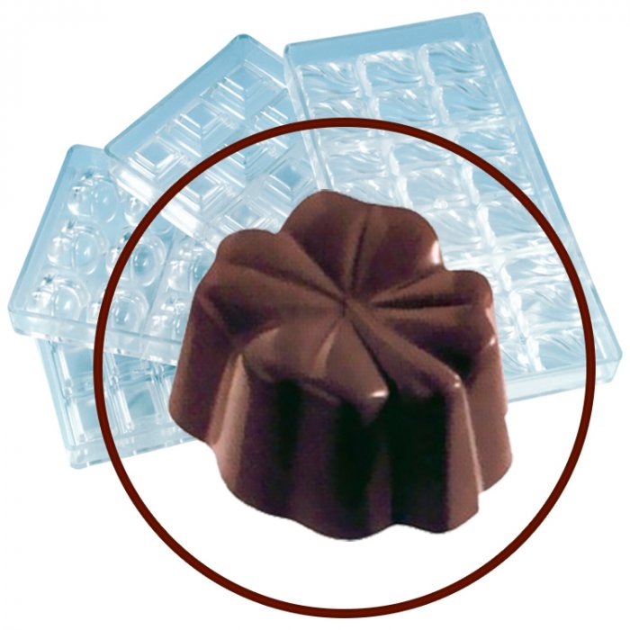Форма кондитерская для шоколадных конфет «Лист клевера» из 24 ячеек по 3x2.8x1.5 см п/к WAS, 27.5х13