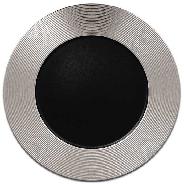Тарелка круглая плоская с серебряным бортом RAK Porcelain «Metalfusion», D=33 см