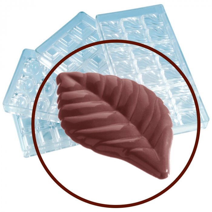 Форма кондитерская для шоколадных конфет «Лист» из 14 ячеек по 5.9x3.1x0.5 см п/к WAS, 27.5х13.10