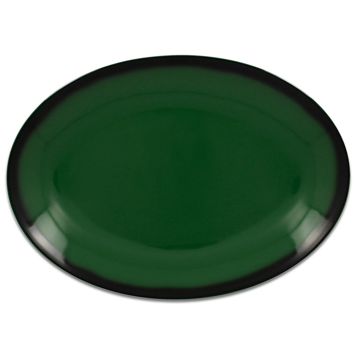 Тарелка овальная плоская зеленая RAK Porcelain «Lea», 36x27 см