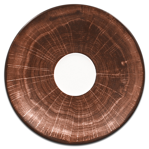 Блюдце круглое темно-коричневое RAK Porcelain «WoodArt», D=17 см