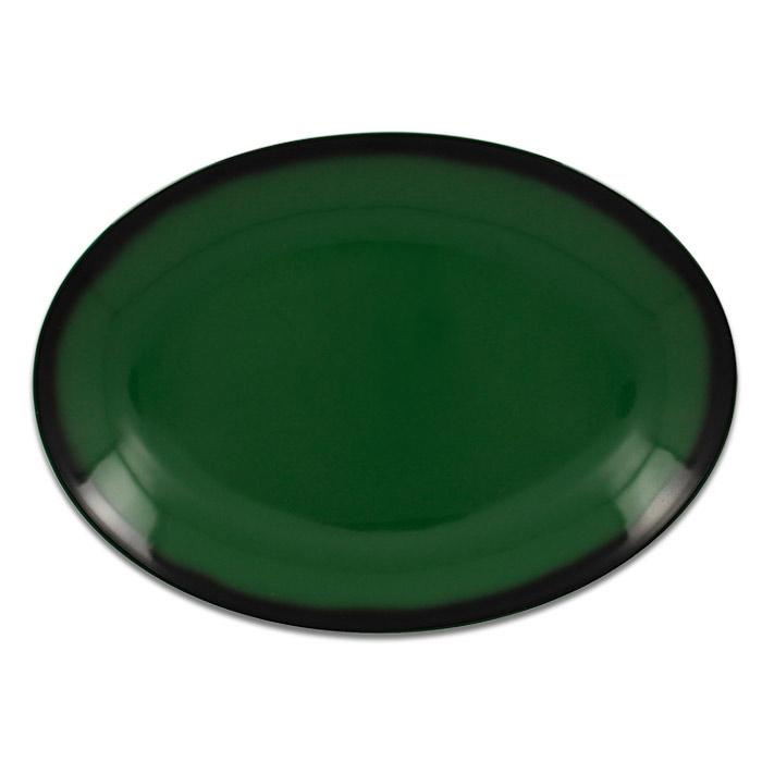 Тарелка овальная плоская зеленая RAK Porcelain «Lea», 32x23 см