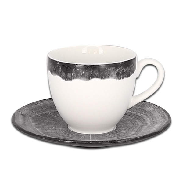 Чашка круглая с серым бортом RAK Porcelain «WoodArt», 200 мл