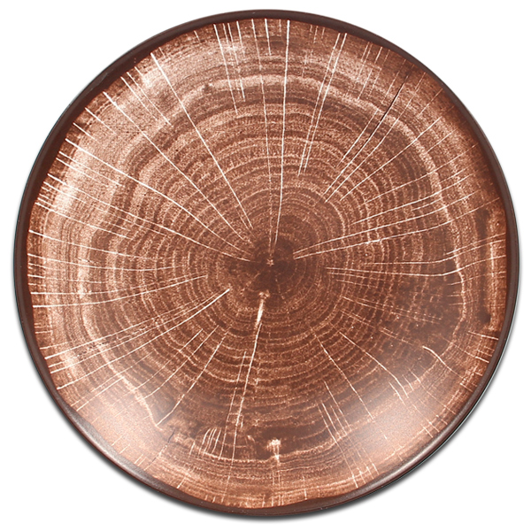 Тарелка круглая глубокая темно-коричневая RAK Porcelain «WoodArt», D=26 см