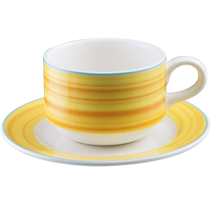 Блюдце круглое с желтым бортом d=15см. RAK Porcelain «Bahamas 2»