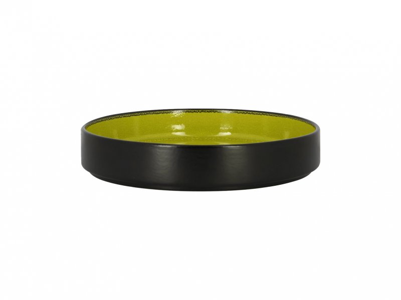 Тарелка с вертикальным бортом глубокая объем 950мл d=23см h=4см цвет черный/зеленый RAK Porcelain «Fire»