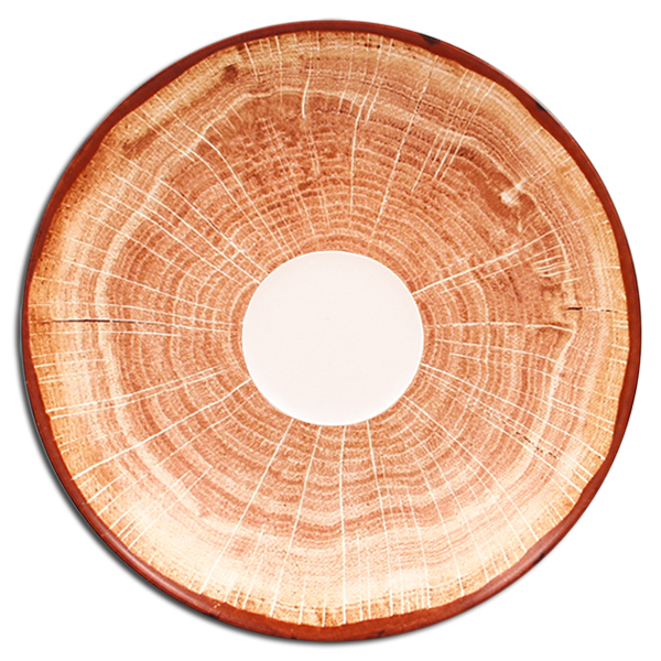 Блюдце круглое красно-коричневое RAK Porcelain «WoodArt», D=17 см