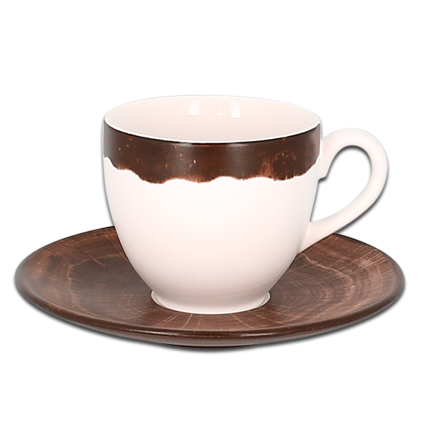 Чашка круглая с темно-коричневым бортом RAK Porcelain «WoodArt», 230 мл
