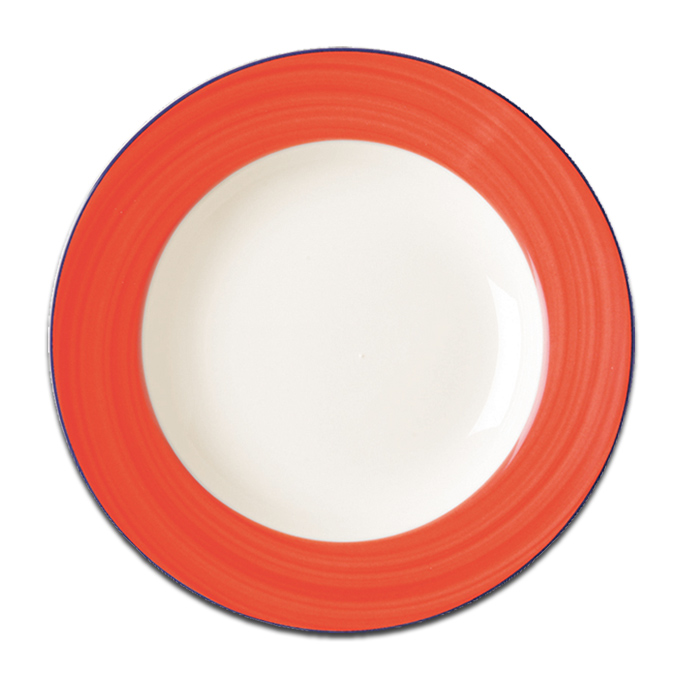 Тарелка круглая с красным бортом RAK Porcelain «Bahamas 2», D=15 см