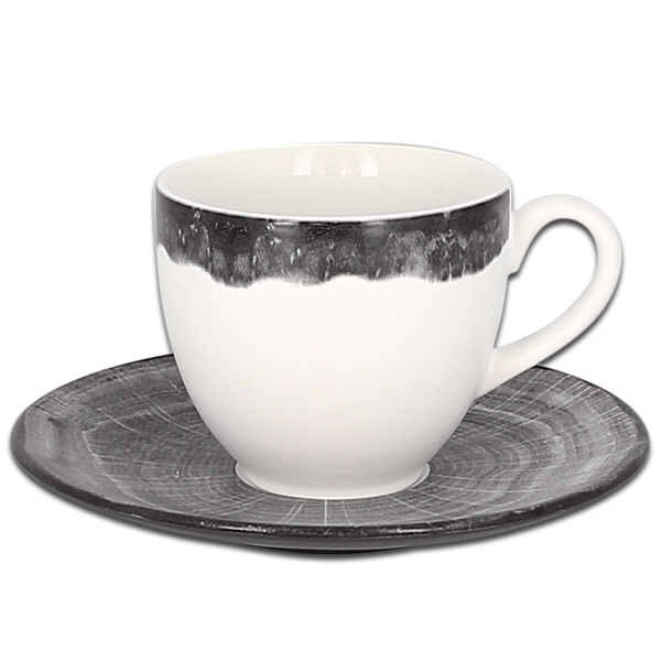 Чашка круглая с серым бортом RAK Porcelain «WoodArt», 280 мл