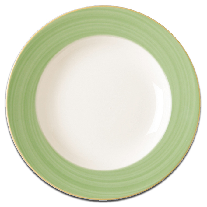 Тарелка круглая с зеленым бортом RAK Porcelain «Bahamas 2», D=24 см