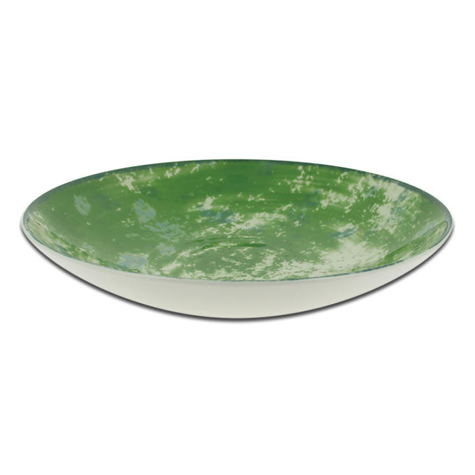 Тарелка «Coupe» круглая глубокая зеленая RAK Porcelain «Peppery», D=26 см