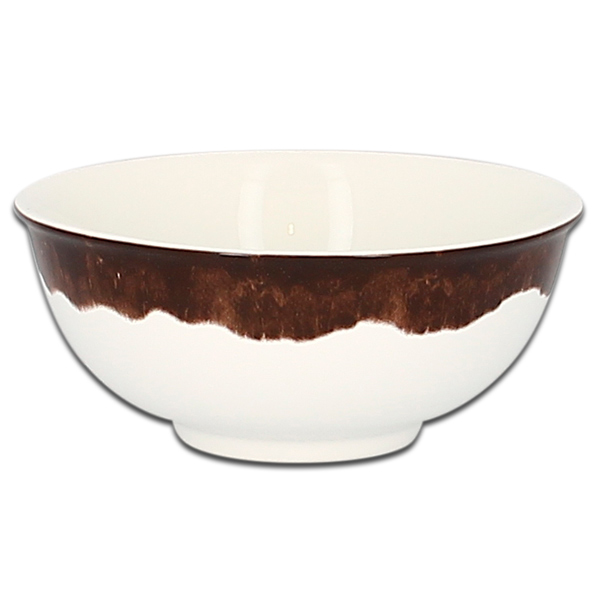 Салатник круглый с темно-коричневым бортом RAK Porcelain «WoodArt», D=16 см