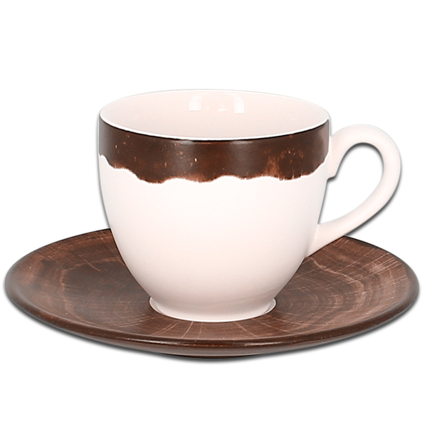 Чашка круглая с темно-коричневым бортом RAK Porcelain «WoodArt», 280 мл