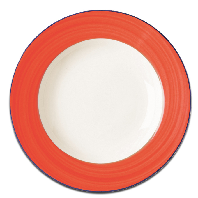 Тарелка круглая глубокая с красным бортом RAK Porcelain «Bahamas 2», D=23 см