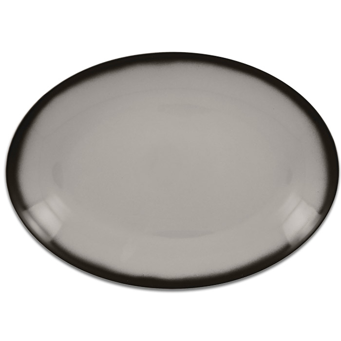 Тарелка овальная плоская серая RAK Porcelain «Lea», 36x27 см