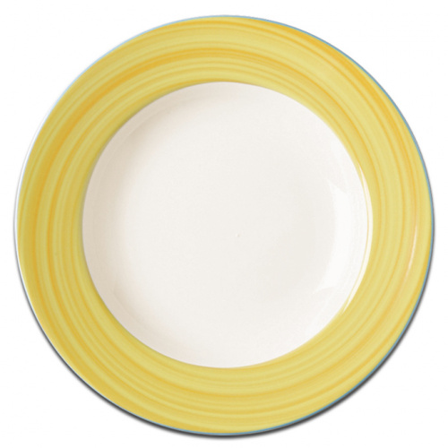 Тарелка круглая с желтым бортом RAK Porcelain «Bahamas 2», D=24 см