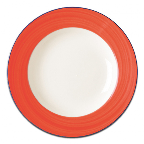Тарелка круглая с красным бортом RAK Porcelain «Bahamas 2», D=21 см